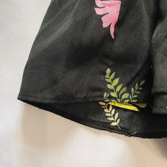 GABBY SKYE BLACK FLORAL SHIRRED SMOCKED WAIST TIERED DRESS - 8 - Picture 11 of 12